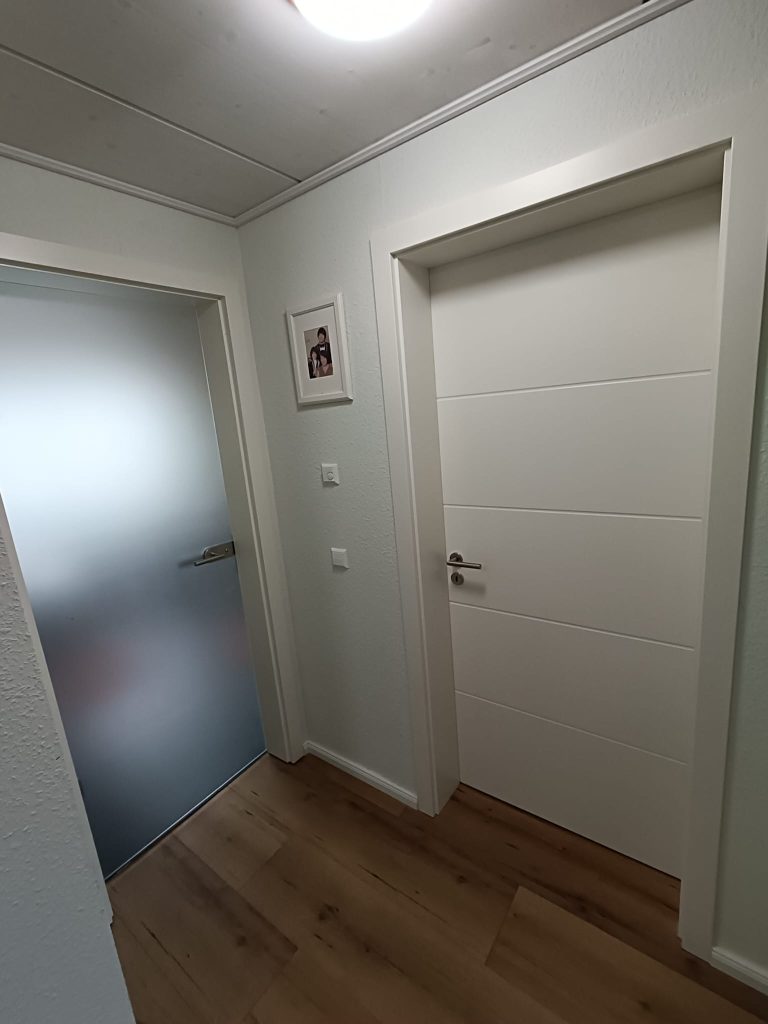 Moderne weiße Tür und Glastür